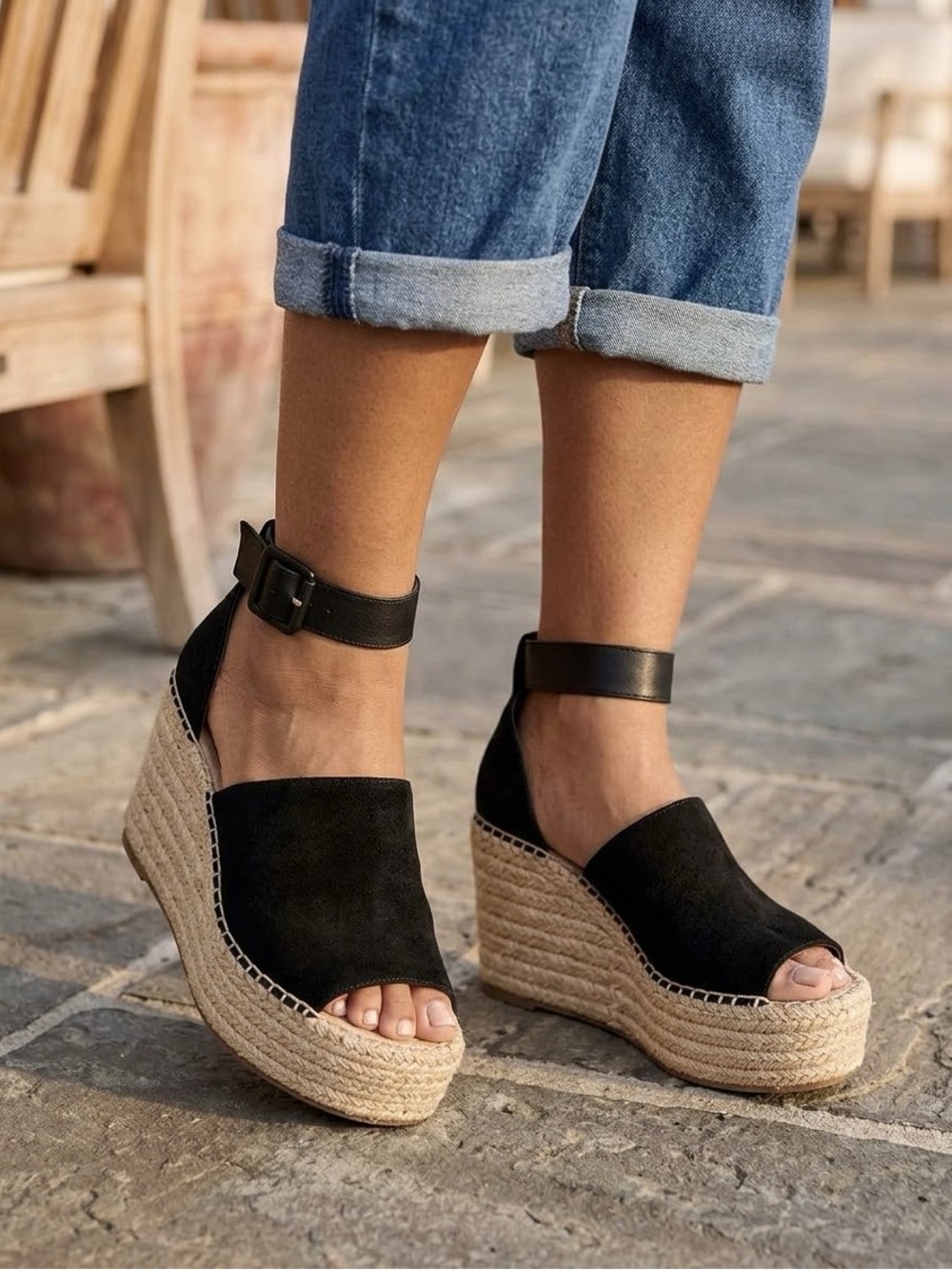 MARC FISHER Suede Wedge Espadrilles NWOB